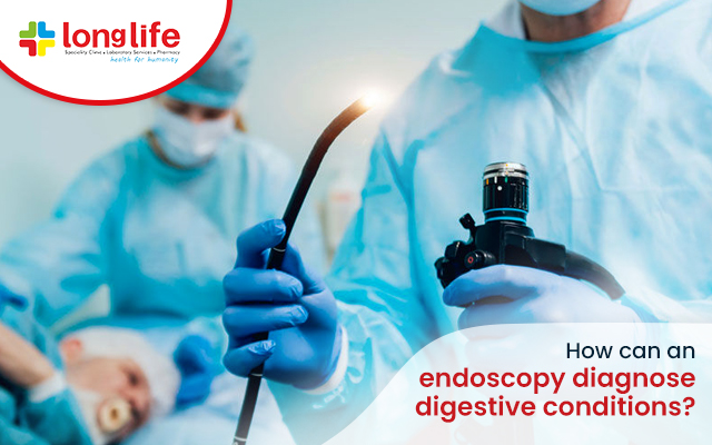 How can an endoscopy diagnose digestive conditions?